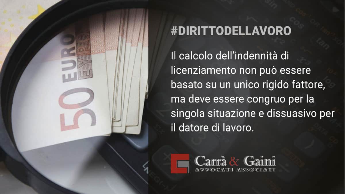 indennità di licenziamento, come deve essere calcolata